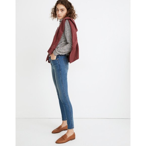 Madewell 26 10" High-Rise Skinny Jeans in Dewitt Wash Button TENCEL Denim MA981 - Picture 12 of 12